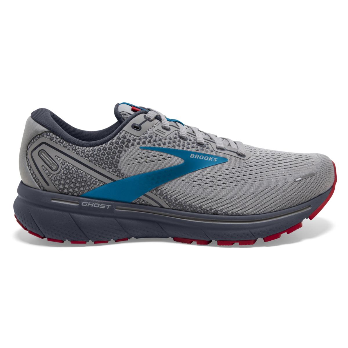 Brooks Ghost 14 Grey Metallic Blue Red 11.5 110369 1D 078 Cushion Running Shoes