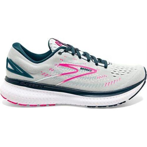 Brooks Women`s Glycerin 19 Running Shoes Ice Flow/navy/pink 7.5 B M US