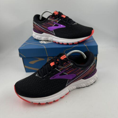 Brooks Adrenaline Gts 19 Running Shoe Black Purple Orange Road Sneaker- 11.5