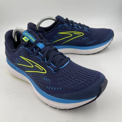 Brooks Mens Glycerin Gts 19 Road Running Shoes Navy Blue Yellow - Size 10.5