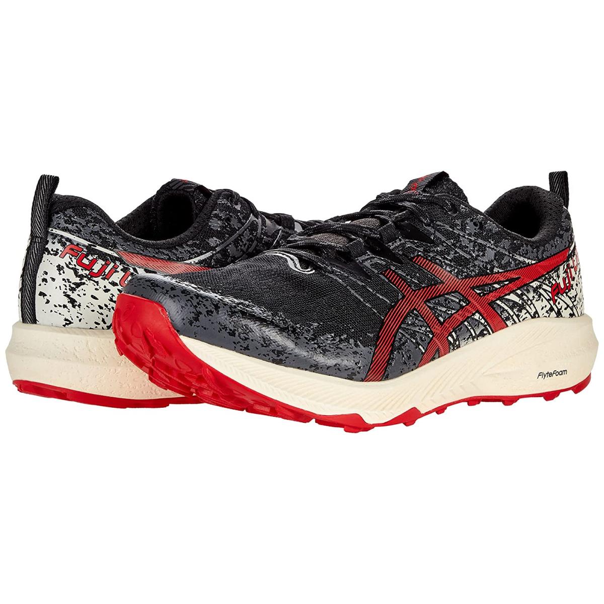Man`s Sneakers Athletic Shoes Asics Fuji Lite 2 Black/Electric Red