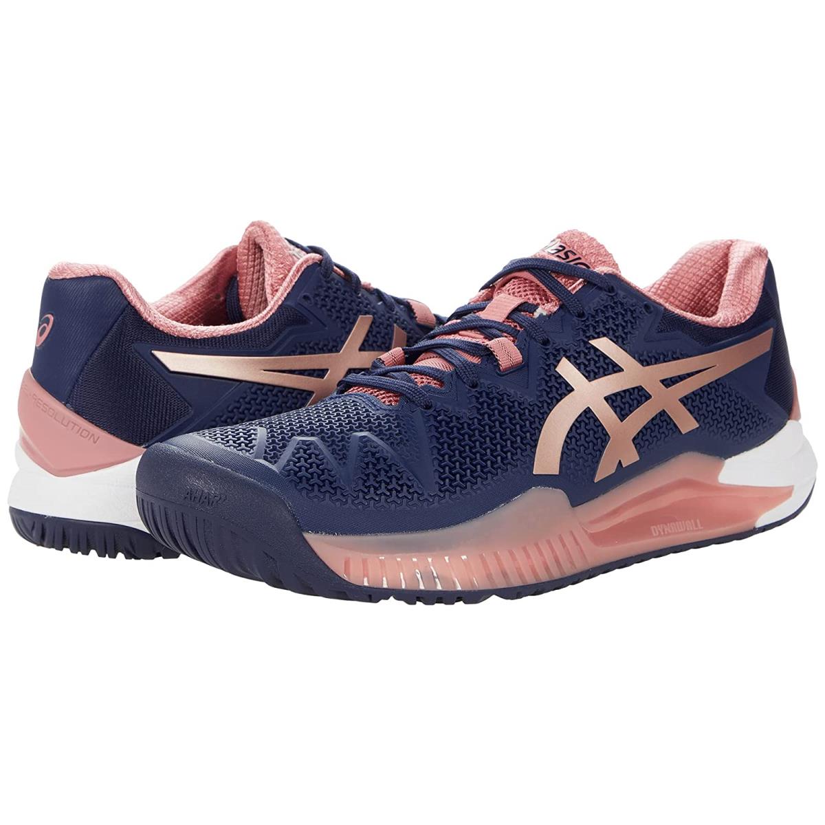 Woman`s Sneakers Athletic Shoes Asics Gel-resolution 8 Peacoat/Rose Gold