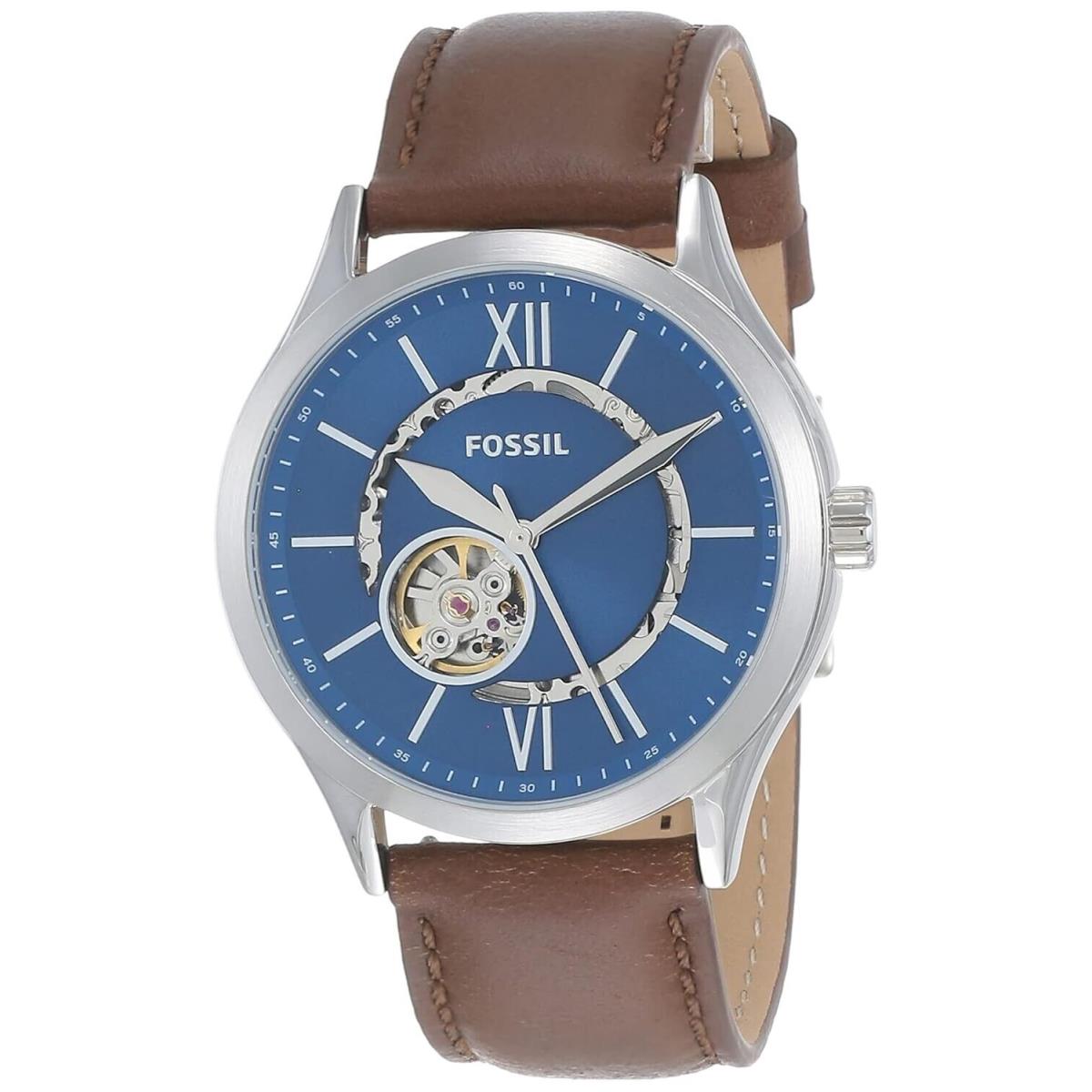 Fossil Fenmore Men`s Brown Leather Blue Dial Automatic Watch BQ2699