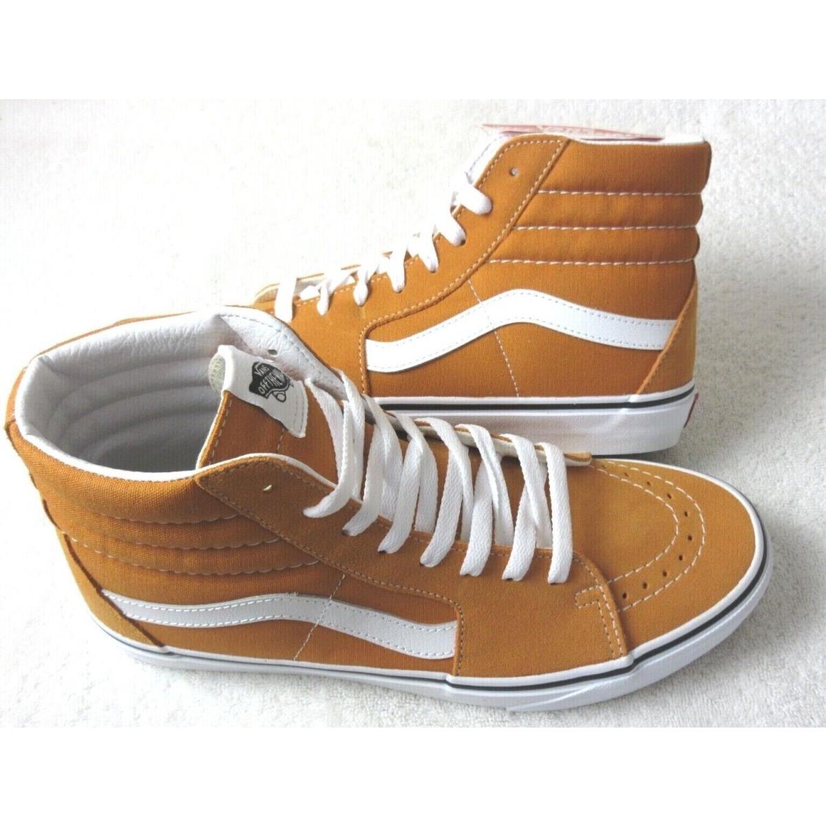 Vans Sk8-Hi Men`s Desert Sun Orange True White Canvas Suede Shoes Size 9