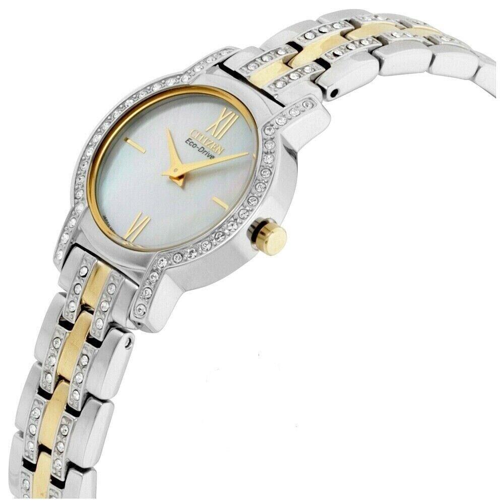 Citizen Eco-drive Women`s Swarovski Crystal Accents Gold 22mm Watch EX1244-51D