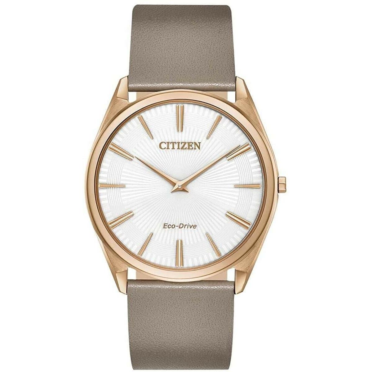 Citizen AR3076-08A Stiletto Eco-drive White Dial Leather Strap Thin Watch