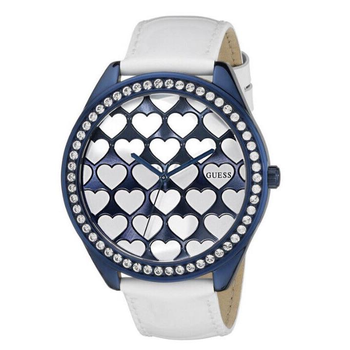 Guess Womans Blue/white Hearts Watch U0535l2