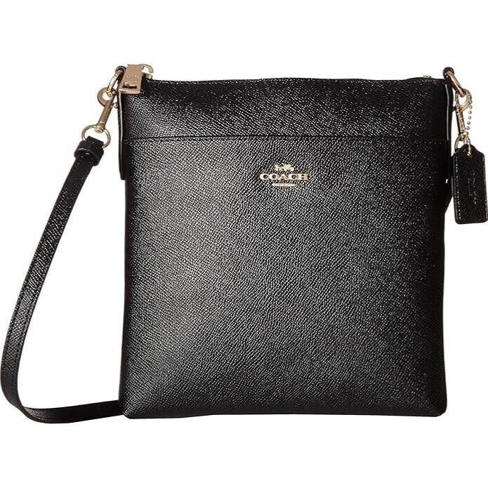 Coach Kitt Gold Black Crossgrain Leather Messenger Crossbody 41320