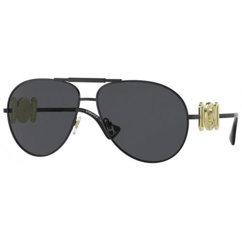 Versace Sunglasses VE2249 126187 Matte Black W/ Dark Grey 65 MM