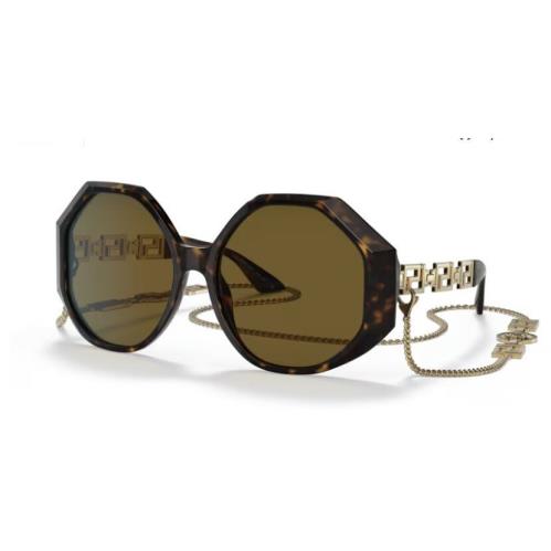 Versace 0VE4395 534673 59mm Woman Sunglasses Havana Frame Dark Brown Lenses