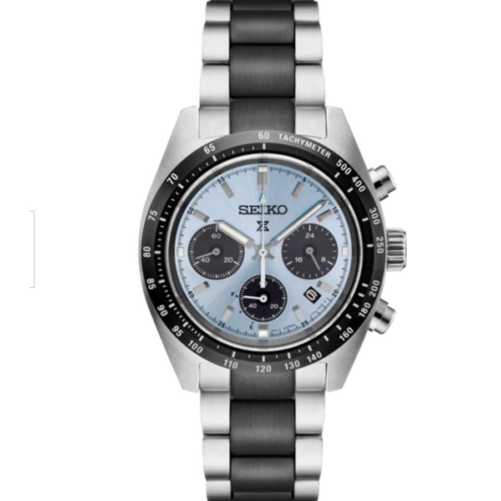 Seiko SSC909 Speedtimer Limited Edition Watch Panda Dial Solar Chrono 100 Meter - Bezel: Black