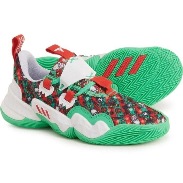 Adidas Men and Women`s Trae Young 1 Basketball Shoes - Christmas Red,White/Screaming Green