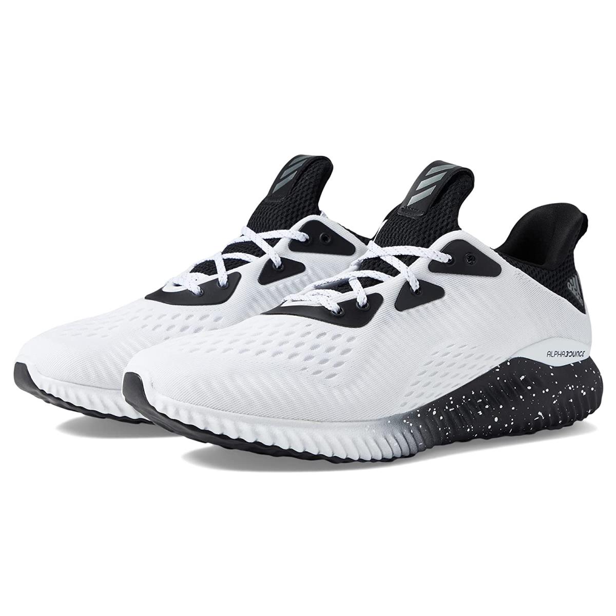Man`s Sneakers Athletic Shoes Adidas Running Alphabounce 1 White/Iron Metallic/Black