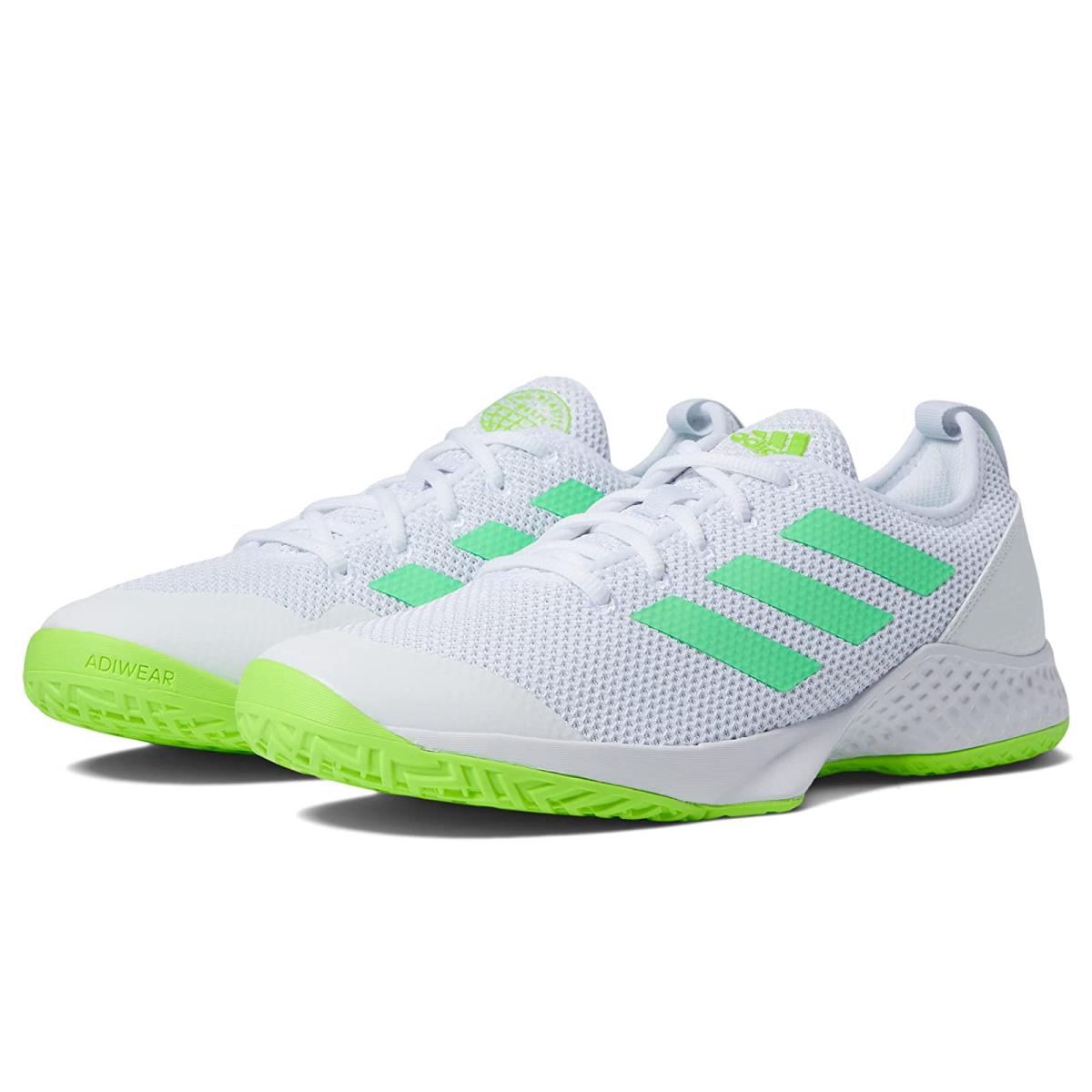 Man`s Sneakers Athletic Shoes Adidas Courtflash White/Beam Green/Solar Green