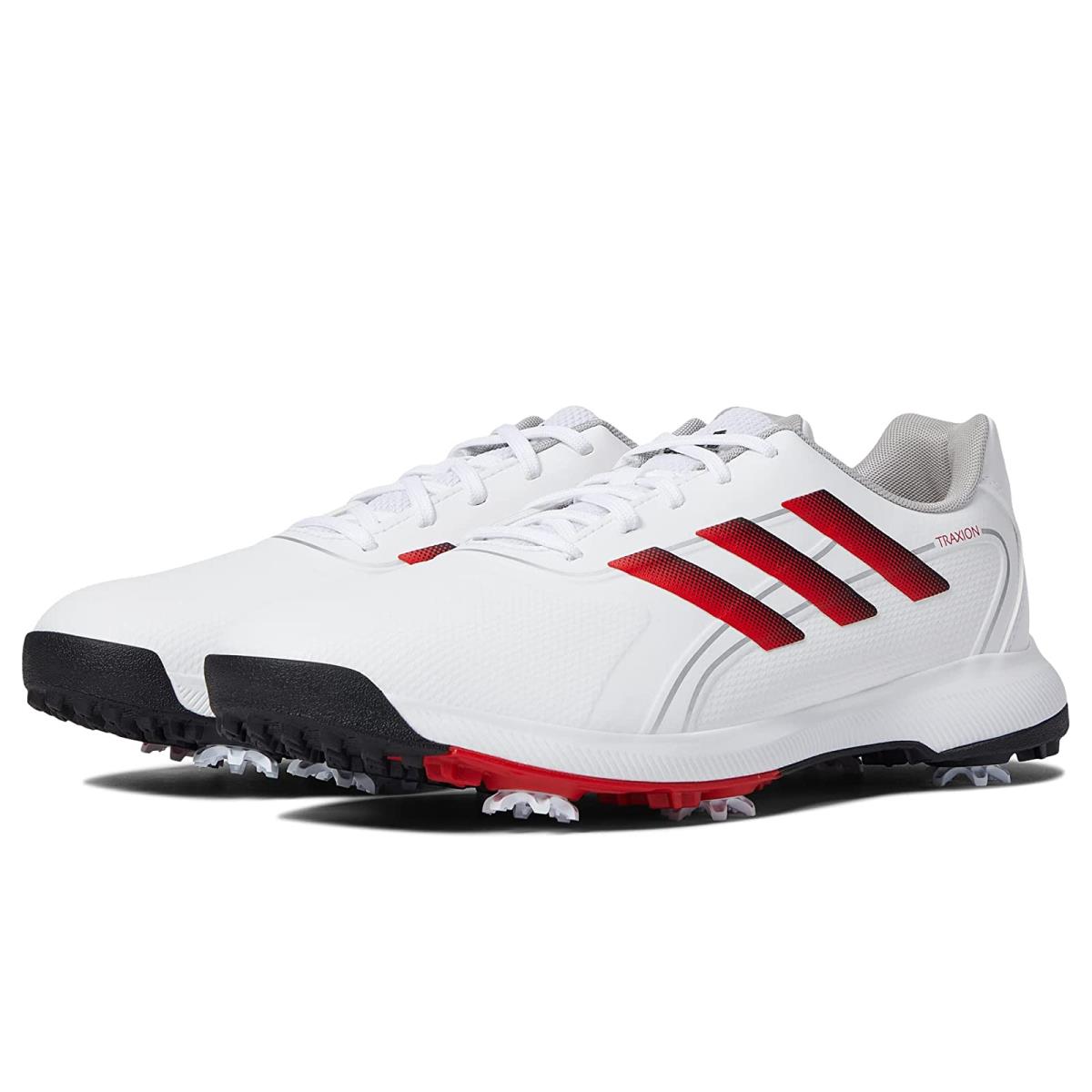 Man`s Sneakers Athletic Shoes Adidas Golf Traxion Lite Max Footwear White/Core Black/Vivid Red