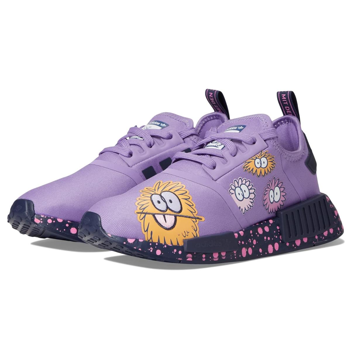 Girl`s Sneakers Athletic Shoes Adidas Originals Kids NMD_R1 J Big Kid Super Purple/White/Shadow Navy