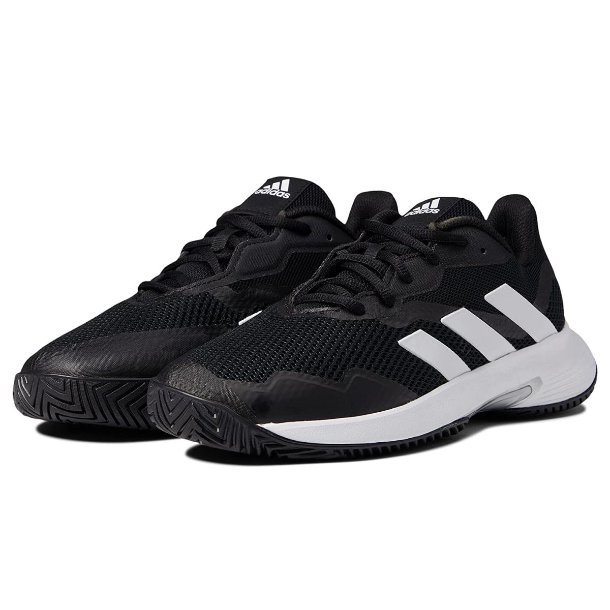 Woman`s Sneakers Athletic Shoes Adidas Courtjam Control Black/White/Silver Metallic