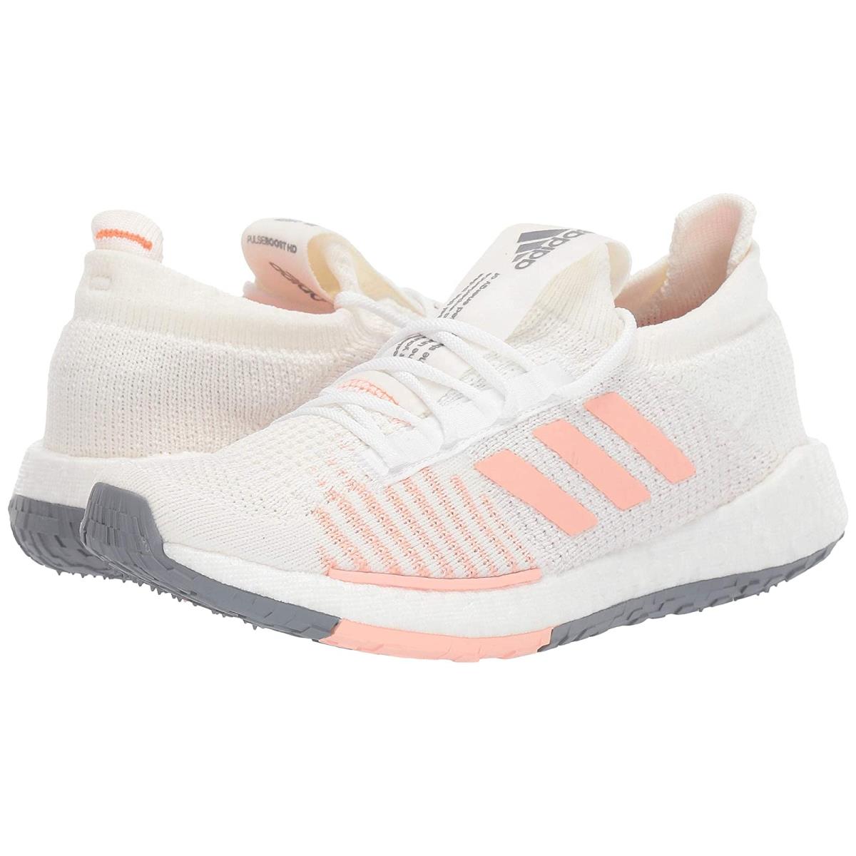 Woman`s Sneakers Athletic Shoes Adidas Running Pulseboost HD Core White/Glow Pink/Orchid Tint 1