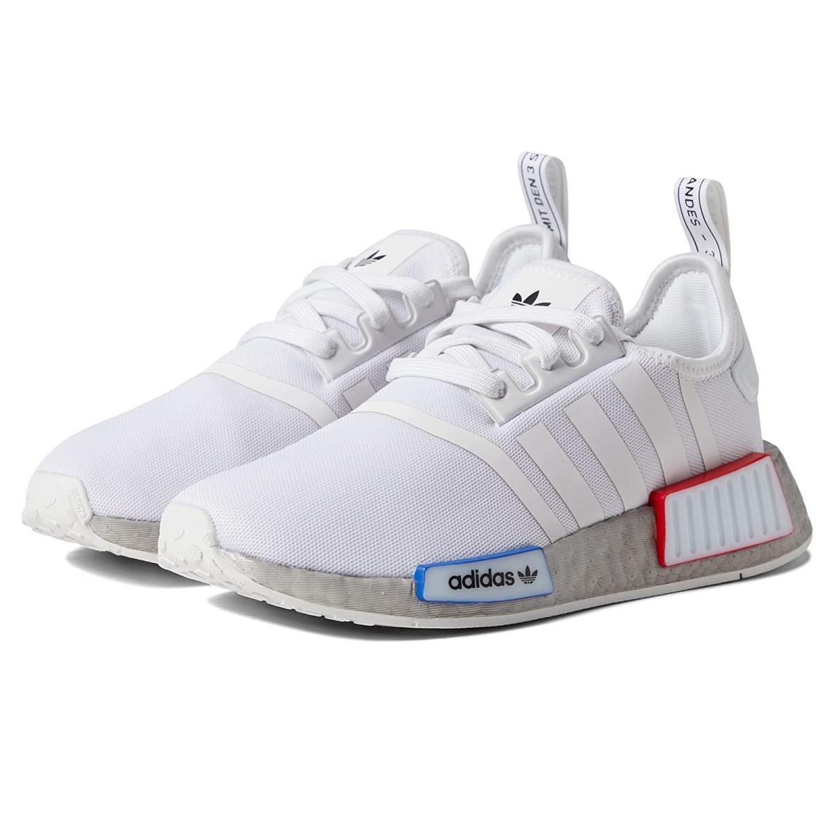 Boy`s Sneakers Athletic Shoes Adidas Originals Kids NMD_R1 J Big Kid White/White/Grey One