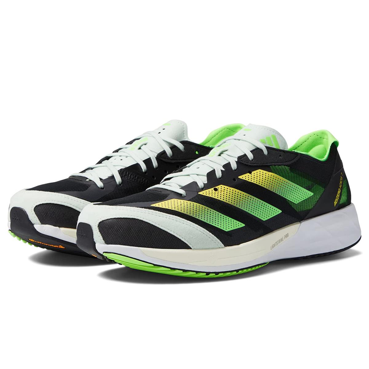 Man`s Sneakers Athletic Shoes Adidas Running Adizero Adios 7 Black/Beam Yellow/Solar Green