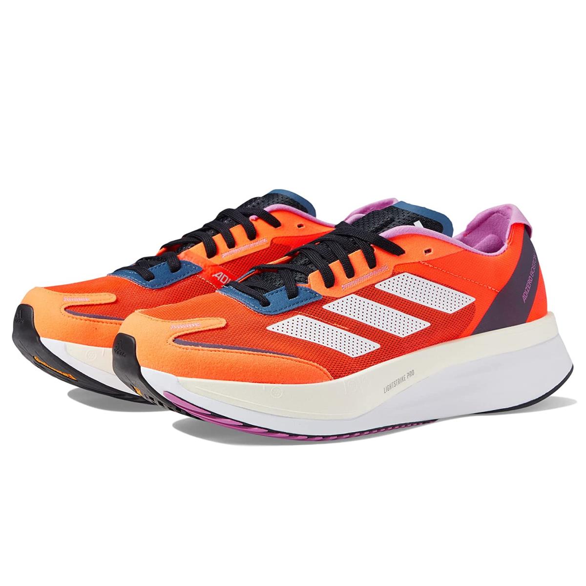 Man`s Sneakers Athletic Shoes Adidas Running Adizero Boston 11 Solar Orange/White/Wonder Steel