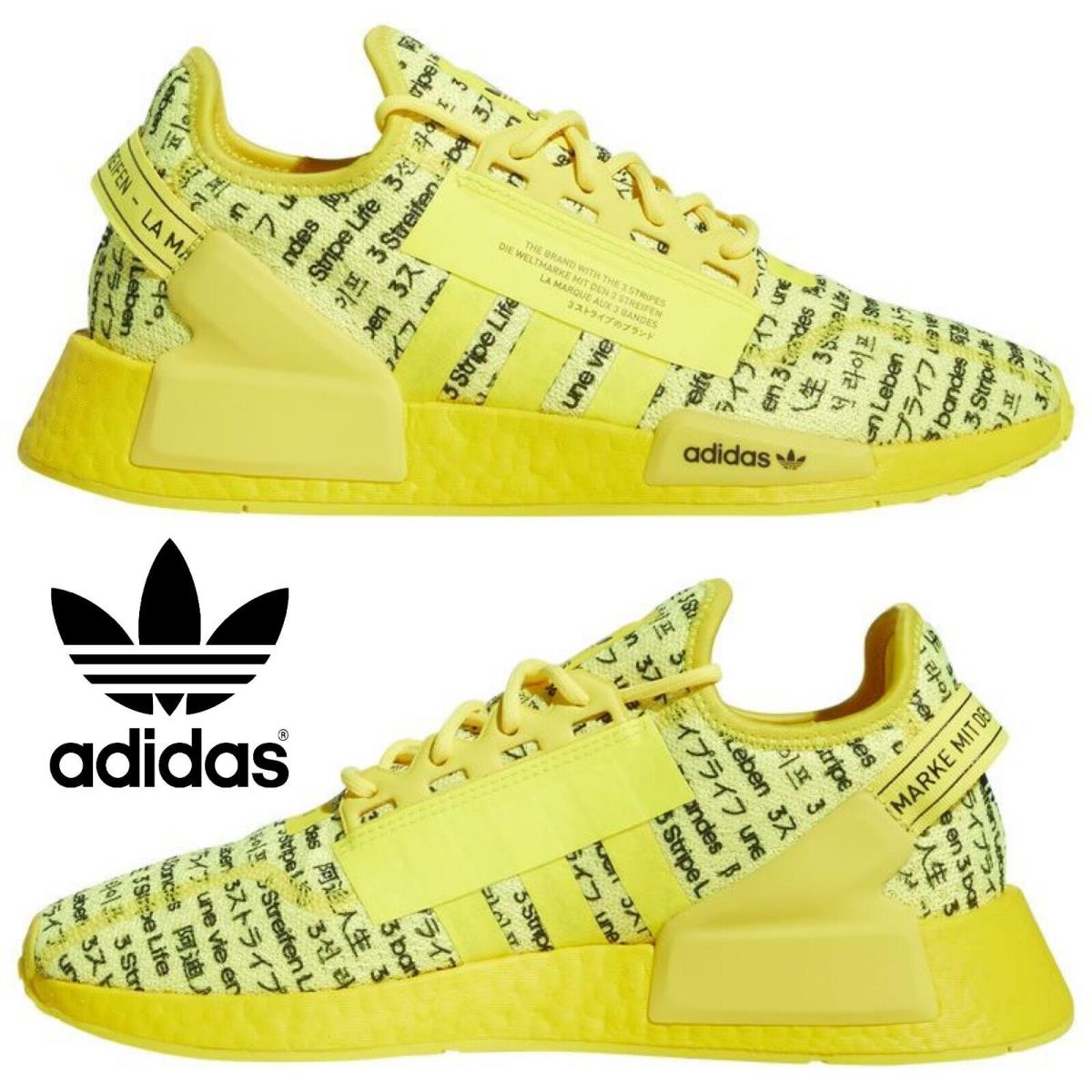 Adidas Originals Nmd R1 V2 Men`s Sneakers Running Shoes Gym Casual Sport Yellow - Yellow , Yellow/Black Manufacturer