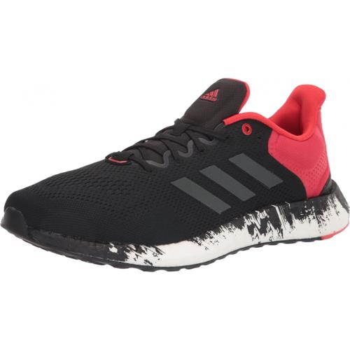 Adidas Men`s Pureboost 21 Running Shoe Black/grey/vivid Red 6.5
