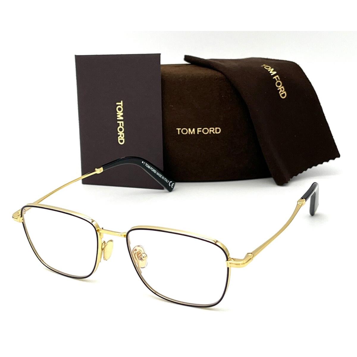 Tom Ford FT5748-B 001 Black Gold / Blue Block 53mm Eyeglasses TF5748