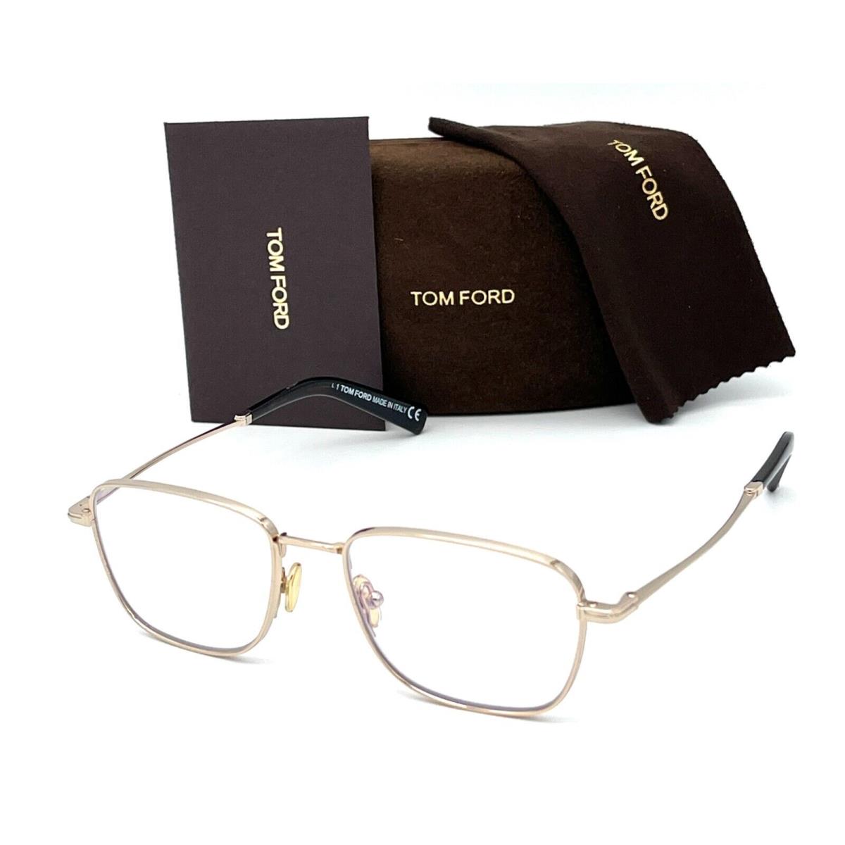 Tom Ford FT5748-B 028 Shiny Gold / Blue Block 53mm Eyeglasses TF5748