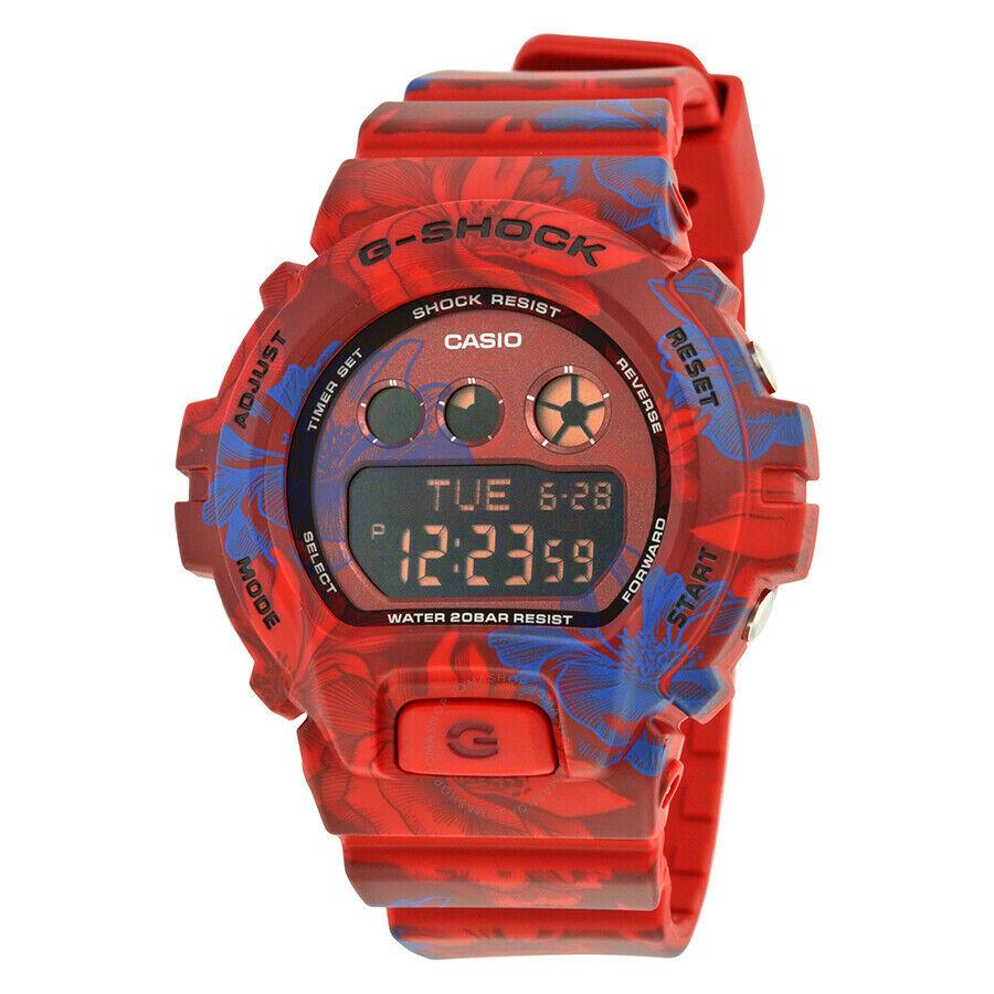 Casio G-shock Ladies Blue Red Floral Digital Dial Resin GMDS-6900F-4 Watch