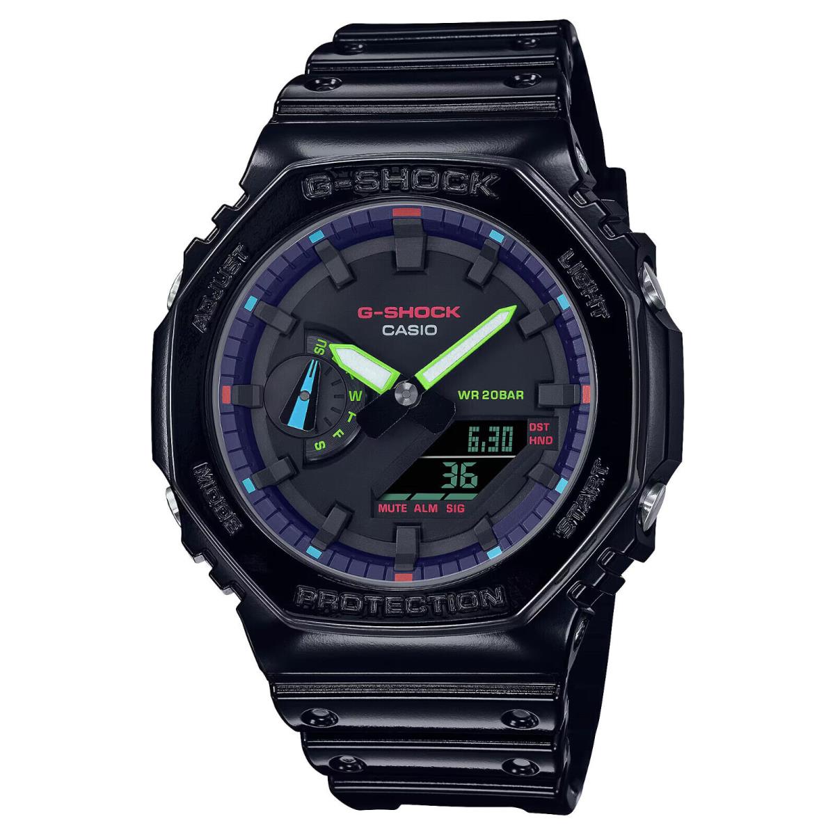 Casio G-shock Black Carbon Casioak Rainbow Glossy Gamers Watch GA2100RGB-1A