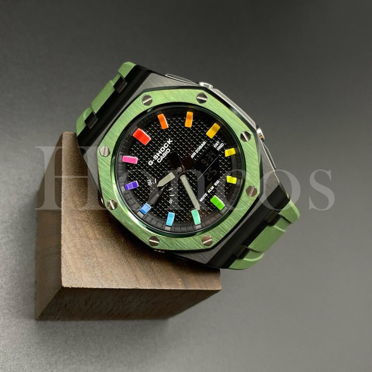 GA2100-1A1 Casioak Offshore Blk/gn Case G-shock Casio Rainbow