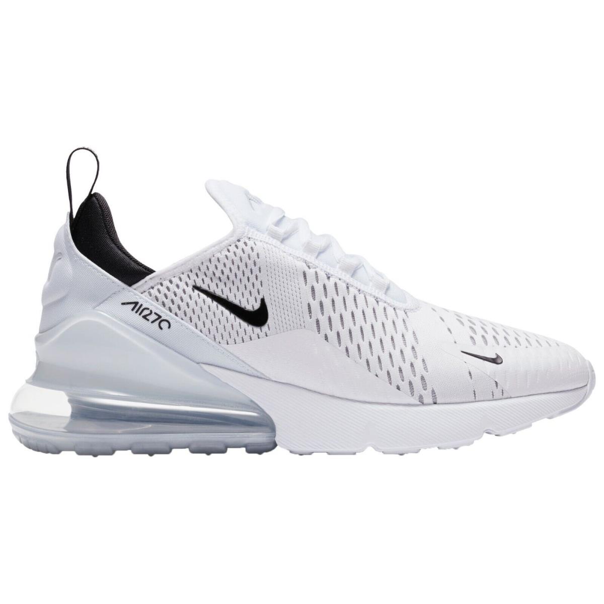 Nike Air Max 270 Men`s Running Casual Shoes US Size 8-13 All Colors White/White/Black