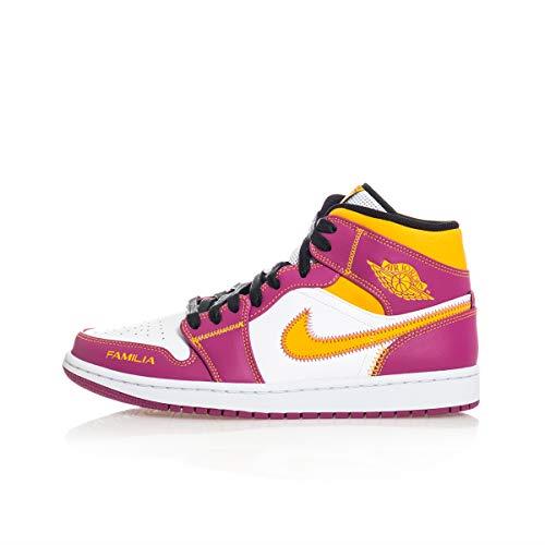 Nike Men`s Air Jordan 1 Mid Day of The Dead DC0350-100 Basketball Shoes - White/Fuchsia