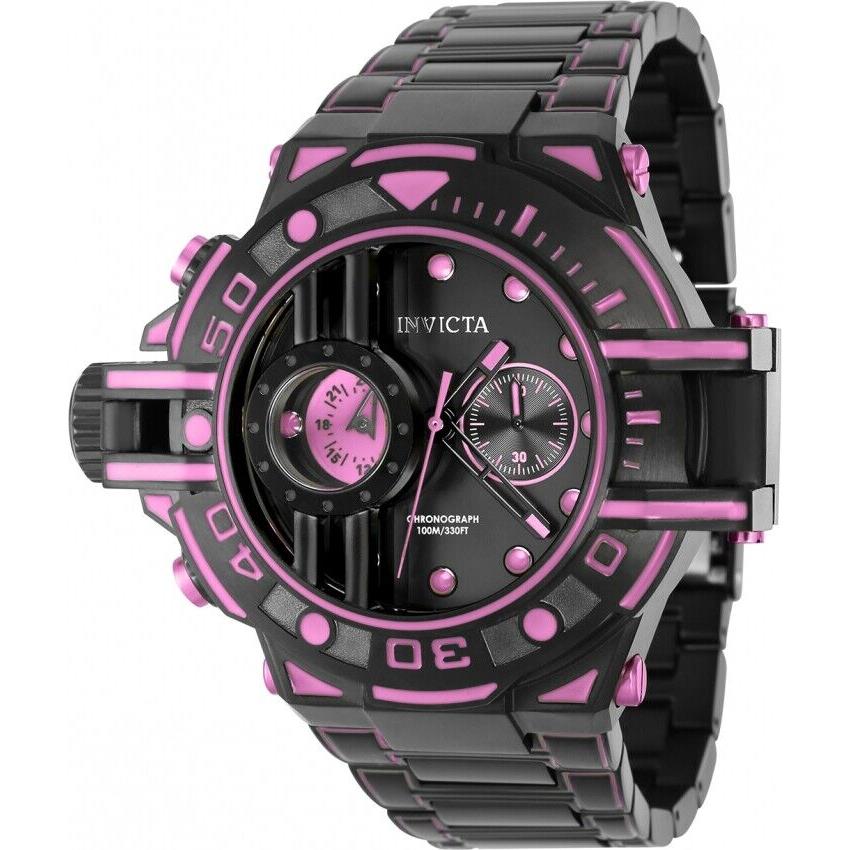 Invicta Mens 54mm Coalition Forces Lume Tactical Purple Dial Two-tone Band Watch - Black Dial, Black Band, Black Bezel