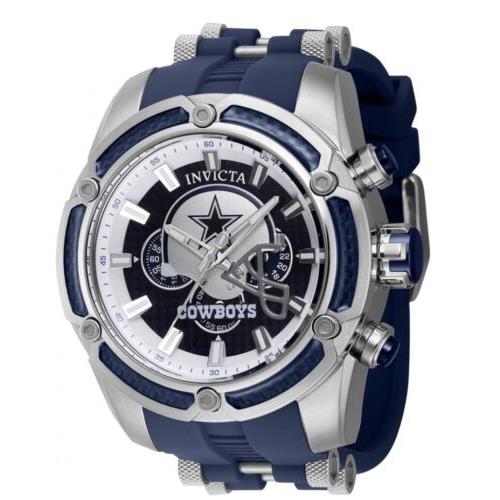 Invicta Nfl Dallas Cowboys Men`s 52mm Blue Carbon Fiber Chronograph Watch 41865