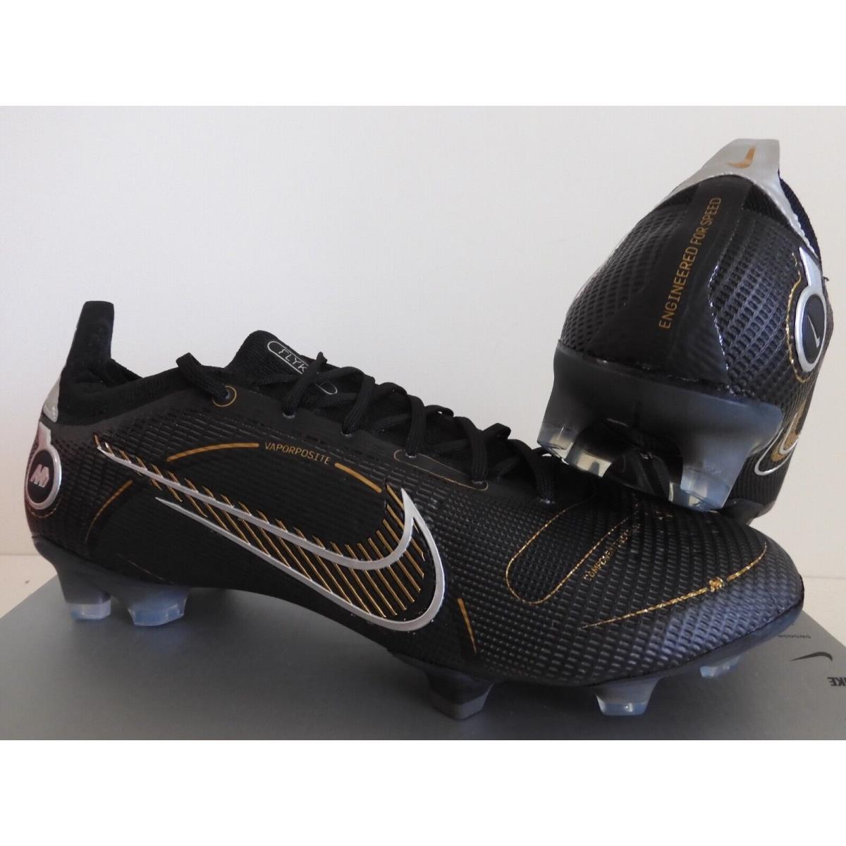 NIKE VAPOR 14 ELITE FG ACC SOCCER CLEAT BLACK/MET GOLD SIZE MEN 12  [DJ2837-007]