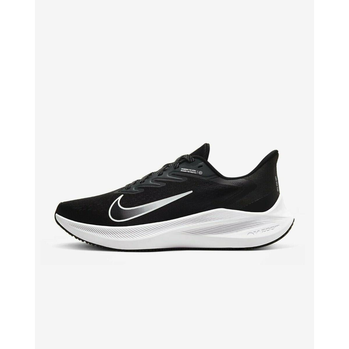 Nike Zoom Winflo 7 Womens Size 7.5 Black White Running Shoes CJ0302 005