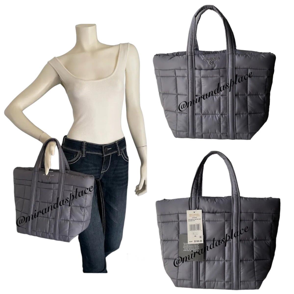 Michael Kors Stirling Small Grab Quilted Recycled Polyester Grey Tote Bag