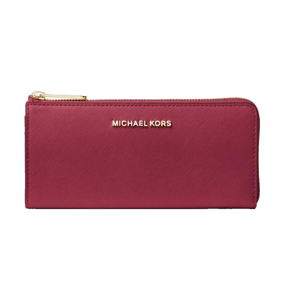 Michael Kors Jet Set Travel Large Leather Quarter-zip Wallet Mulberry