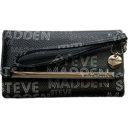 Steve Madden Women`s Trifold Wallet Blk/Blk
