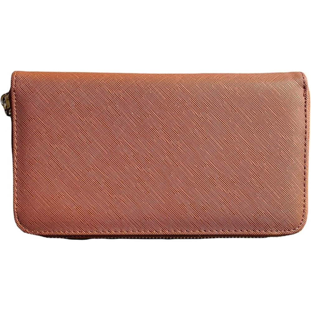 Steve Madden Zip Around Wallet Wristlet Cognac