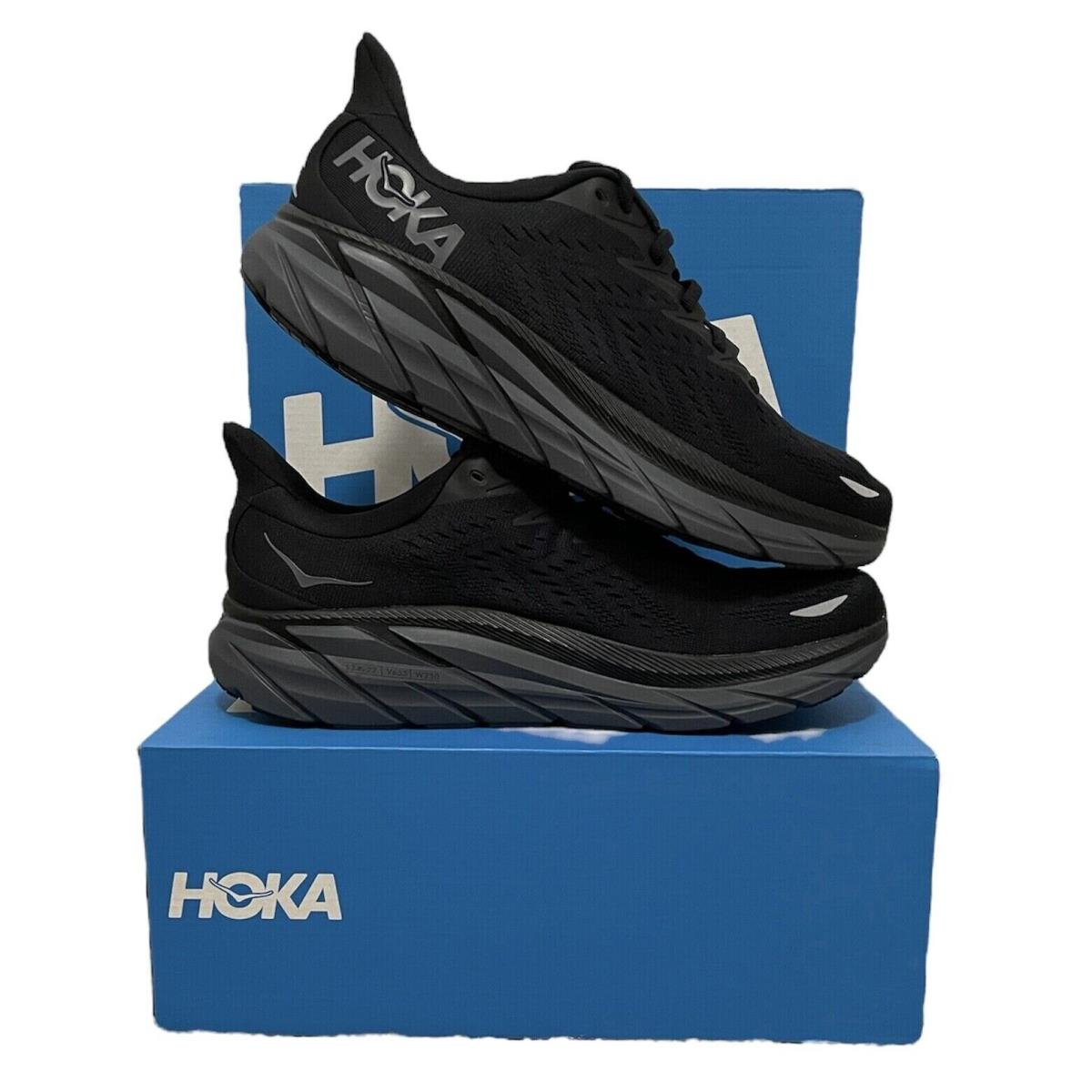 Hoka One One Clifton 8 Men`s 1119393-BBLC Running Shoes Black Blackened Size 10