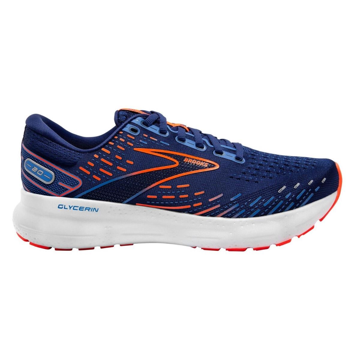 Brooks Glycerin 20 Men`s Running Shoes All Colors Sizes 7-15 Blue Depths / Orange