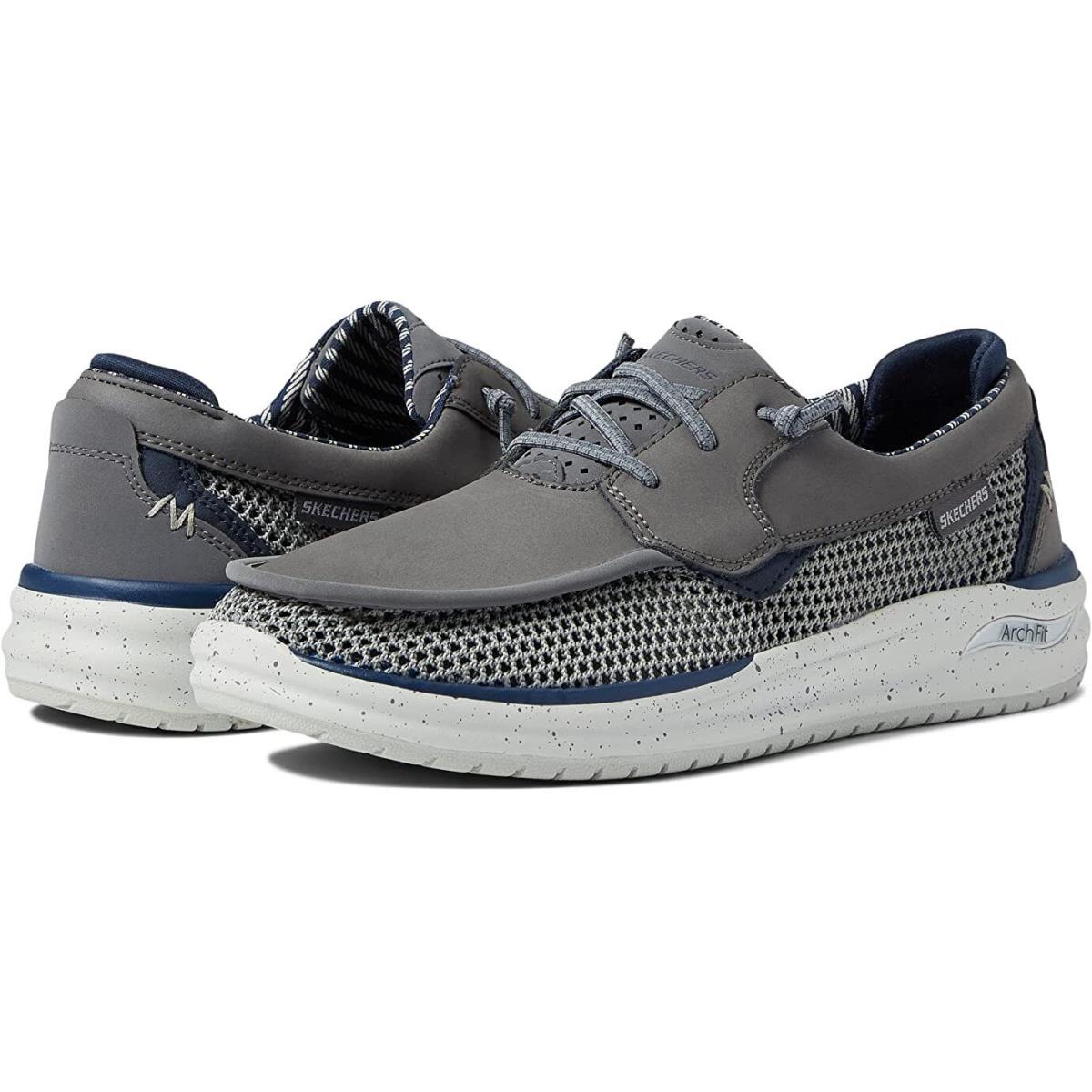Men`s Skechers Arch Fit Melo Waymer Arch Boat 204589 /char Multi Sizes Charcoal - Charcoal