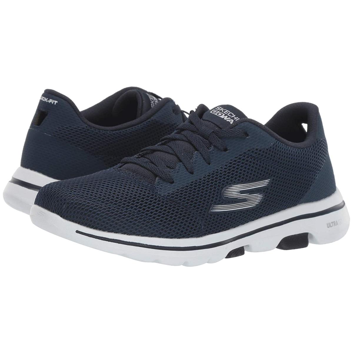 Woman`s Sneakers Athletic Shoes Skechers Performance Go Walk 5 - Lucky Navy/White