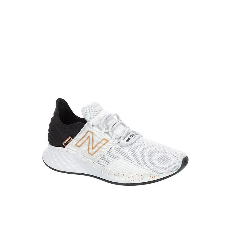 New Balance Fresh Foam Roav Women`s Athletic Running Low Top Training Shoes White/Gold Logo