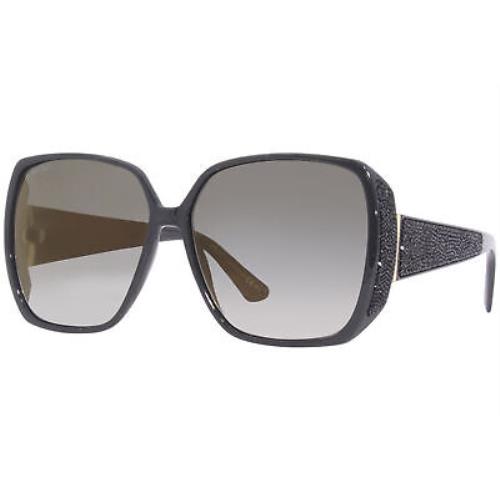 Jimmy Choo Cloe/s 807/FQ Sunglasses Women`s Black-gold/grey Lenses Square 62mm - Black Frame, Gray Lens