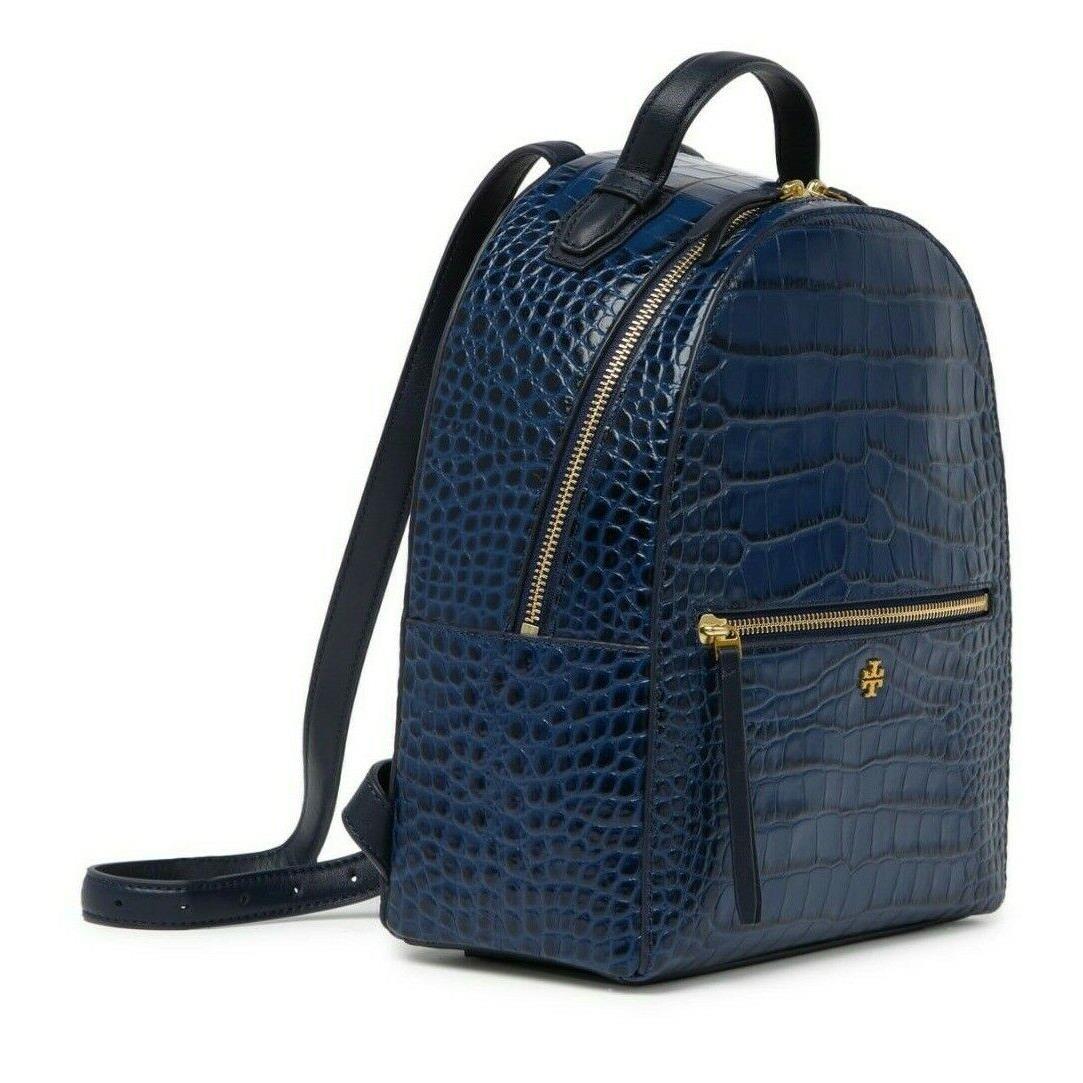 Tory Burch Croc-embossed Mini Small Leather Backpack Navy Blue - Tory Burch  wallet - 040386657672 | Fash Brands