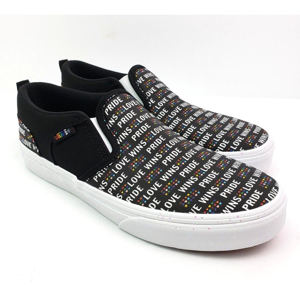 Vans Asher Pride Youth Size 4Y Womens Sz 5.5 Black Glitter Slip On Low Shoes